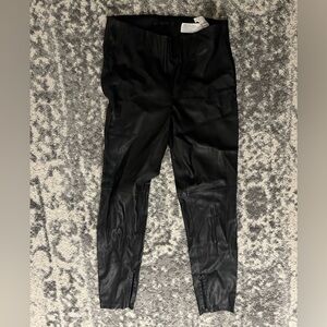 Black leather pants w/ bottom slits & side zipper